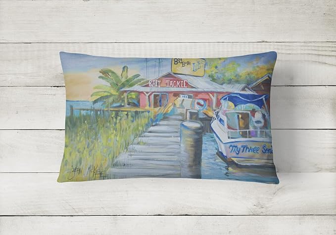 Caroline's Treasures JMK1050PW1216 Deep Sea Fishing Boat at LuLu's Canvas Fabric Decorative Pillow Machine Washable, Indoor Outdoor Decorative Pillow for Couch, Bed or Patio, 12HX16W