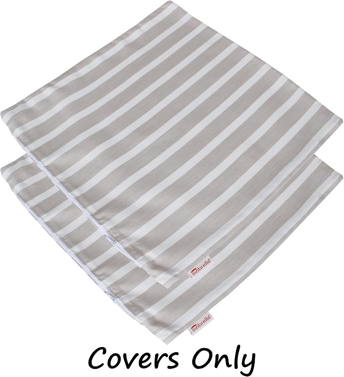 Outdoor/Indoor Sunbrella Throw Pillow Cover Only Square Set of 2 Pieces 20 inch x20 inch Shore Linen Stripe - Insert Not Included