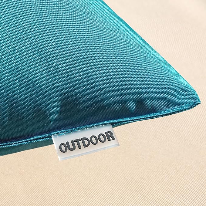 MIULEE Decorative Outdoor Waterproof Pillow Covers 16x16 Deep Blue | Decorative Patio Furniture,Pack of 2,Accent Square Soild Throw Pillow Covers,Summer Garden Tent Couch Sofa