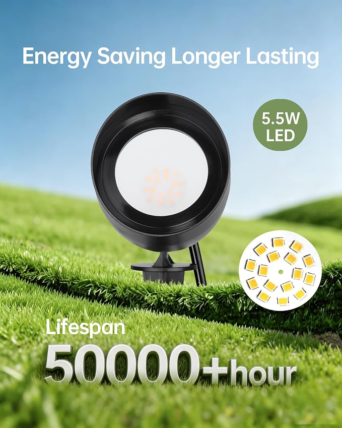 LITFIT Low Voltage Landscape Spotlights,12v Waterproof Outdoor Light,2Pack | Wired Flag Light with Connectors,5.5W 500LM Warm White 2700K LED Landscape Spotlights,Accent Lighting for Yard Tree Garden