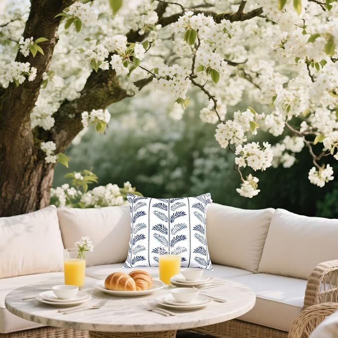 Outdoor Pillows 18"x18" Waterproof Decorative Pillows with Inserts | Set of 2 Fade Resistant Patio Throw Pillows for Garden Porch Couch and Patio Furniture