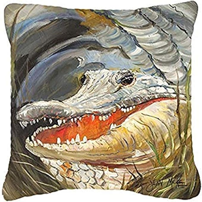 Caroline's Treasures JMK1208PW1818 Alligator Fabric Decorative Pillow Machine Washable, Indoor Outdoor Decorative Pillow for Couch, Bed or Patio, 18Hx18W