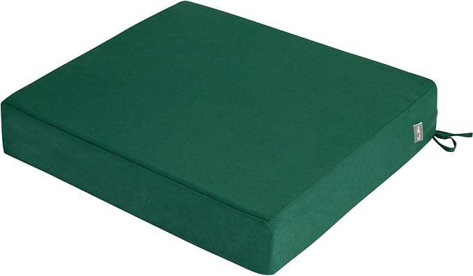 Magpie Fabrics Indoor Outdoor Cushion Cover Replacement 2 Pack, NO Insert! Water Repellent Slipcover with Ties Decor for Patio Garden Chair Sofa Bench Wicker(Dark Green, 22x20x4 Inch)