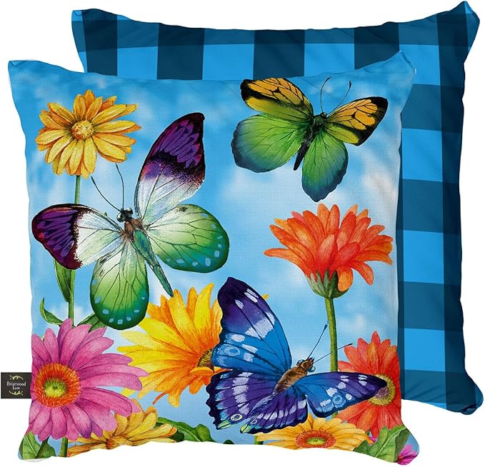 Briarwood Lane Spring Indoor/Outdoor Pillow 17x17 Fluttering Butterflies for Spring Pillow