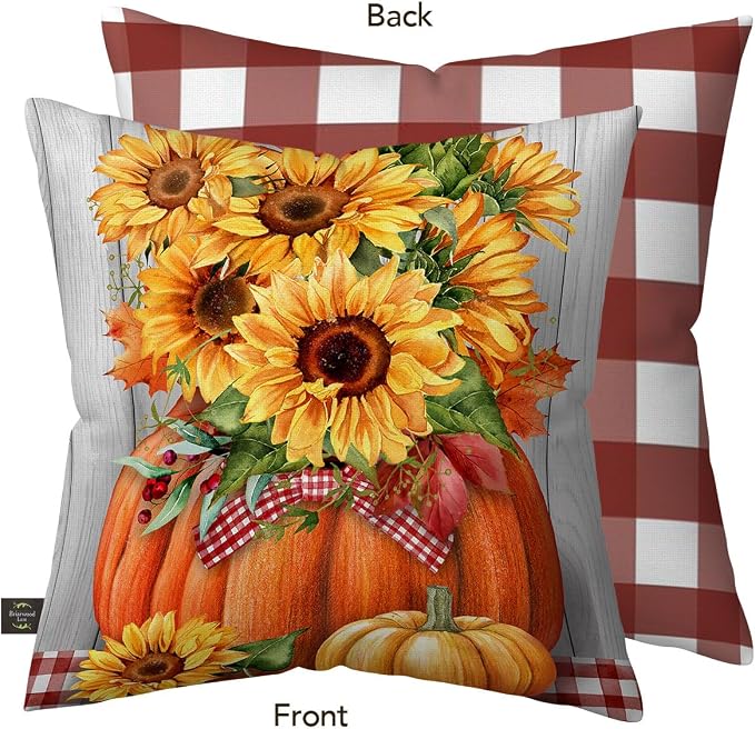 Briarwood Lane Fall Indoor/Outdoor Pillow 17x17 Sunflowers in Pumpkins for Fall Pillow