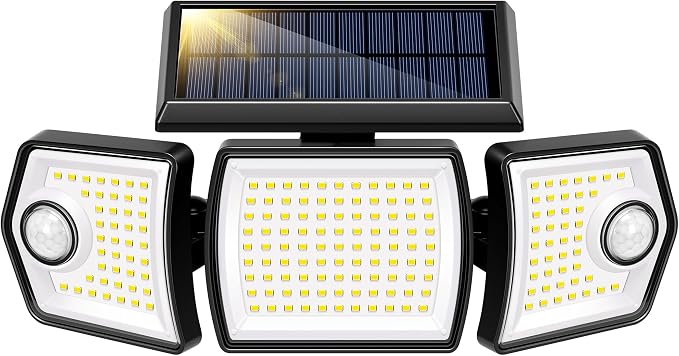 VIVOHOME Linkable Solar Flood Lights Outdoor, Dual Roating Motion Sensor | Solar Lights Outdoor with 3 Heads, 2500LM, IP65 Waterproof, Solar Powered Security Lights for Outside, Yard, Porch, Patio