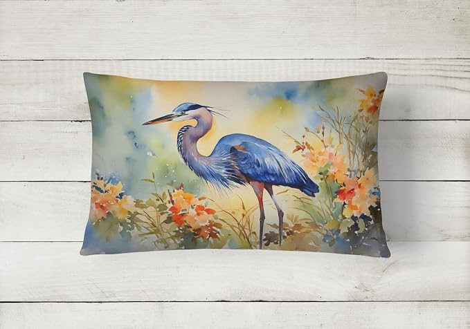 Caroline's Treasures DAC2846PW1216 Blue Heron Throw Pillow Machine Washable, Indoor Outdoor Decorative Pillow for Couch, Bed or Patio, 12HX16W