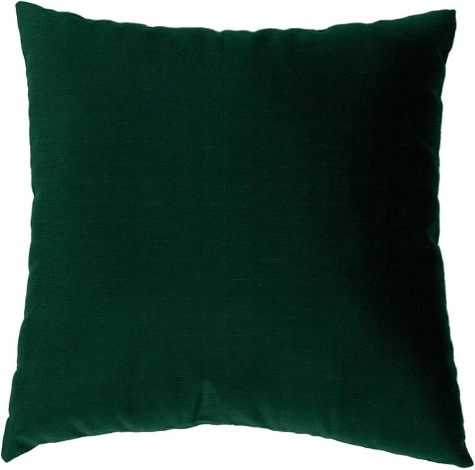 Cushion Source 17" x 17" Sunbrella Throw Pillow, Indoor/Outdoor Decorative Pillow, Fade and Water Resistant, Sunbrella Forest Green
