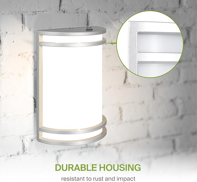 ASD 10 Inch Dusk to Dawn LED Outdoor Sconce Lights - 15W 120-277V 3000K-5000K Nickel Exterior Lighting Fixtures, Exterior Lights for House, Photocell Patio Wall Light Fixture ETL 2 Pack