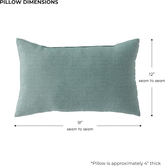 Set of 2 Outdoor Throw Pillows 19 x 12 Inch – Reversible Rectangle Patio Accent Pillows – Weather-Resistant Polyester Fabric – Eco-Friendly Recycled Polyfiber Fill – Seaglass