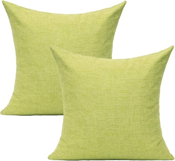 All Smiles Light Green Pillow Covers Solid Set of 2 Patio Pillows for Sofa Bed Couch 20x20 Grass Cushion Outdoor Decorations Throw Pillowcase Square
