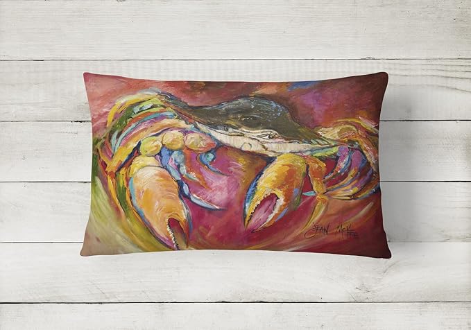 Caroline's Treasures JMK1105PW1216 Blue Crab Stars Canvas Fabric Decorative Pillow Machine Washable, Indoor Outdoor Decorative Pillow for Couch, Bed or Patio, 12HX16W