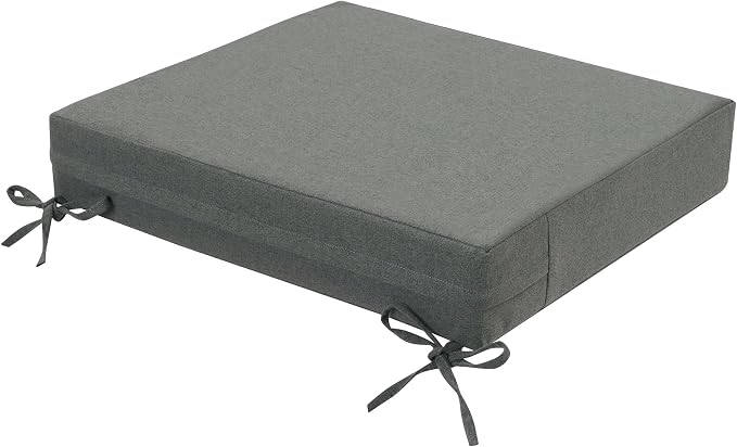 Magpie Fabrics Indoor Outdoor Cushion Cover Replacement 2 Pack, NO Insert! Water Repellent Slipcover with Ties Decor for Patio Garden Chair Sofa Bench Wicker(Dark Grey, 24x22x4 Inch)