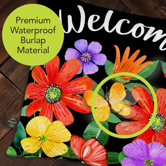 Briarwood Lane Indoor/Outdoor Pillow 17x17 Whimsy Flowers Spring Decorative for Spring Pillow