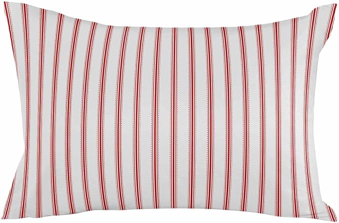 Outdoor Waterproof Throw Pillow Covers Set of 2 Red Stripes Lumbar Pillowcases 20x12 Inches Red Beige Vertical Striped Patio Decorative Pillows Cushion Case Patio Pillows for Couch Bed Chair Garden