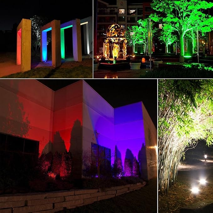 Led Flood Light Outdoor 30W,300W Equivalent, Color Changing RGB Lights | Remote Control, 120 RGB Colors, Warm White 2700K, Timing, Custom Mode, Uplight Landscape Lights,IP66 US 3-Plug (4 Pack)
