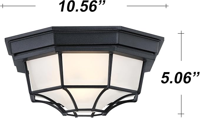 10.5 inch Black Octagonal Outdoor Ceiling Lights LED 2700K 3000K 3500K 4000K 5000K Close to Ceiling Light Farmhouse Spider Web Lamp Black Entry Door Lights,Aluminum Alloy,Glass,17W,120V,850Lm-1050Lm