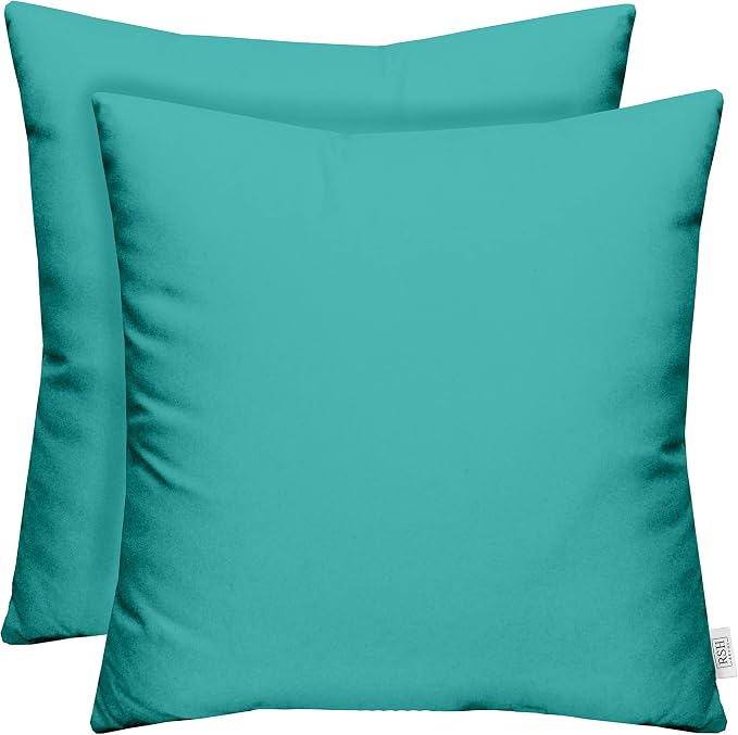 RSH DECOR: Sunbrella Square Throw Pillows Set of 2 | 20" x 20" | Water and Fade-Resistant Performance Fabric | Outdoor Pillow Covers with Down-Alternative Inserts | Canvas Aruba-Made in USA