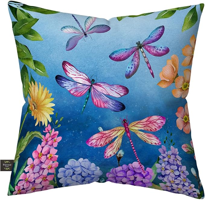 Briarwood Lane Spring Indoor/Outdoor Pillow 17x17 Dragonflies for Spring Pillow