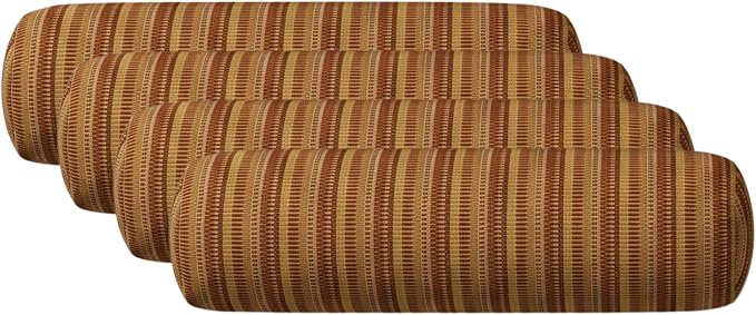 RSH DECOR: Sunbrella Neck Roll Pillows Set of 4 | 24” x 8” | Outdoor Bolster for Patio, Deck, Porch, or Poolside Chairs | Fade & Water-Resistant | Made in USA (Limelite Teak)