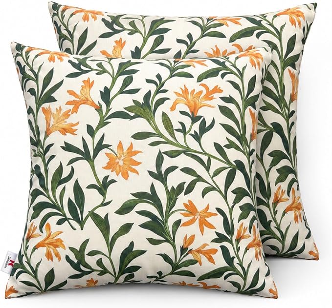 Outdoor Throw Pillows 18×18 Inch Waterproof Pillows with Inserts | Pack of 2 Fade Resistant Decorative Throw Pillows Outdoor Square Pillows for Garden Couch Sofa Patio Furniture