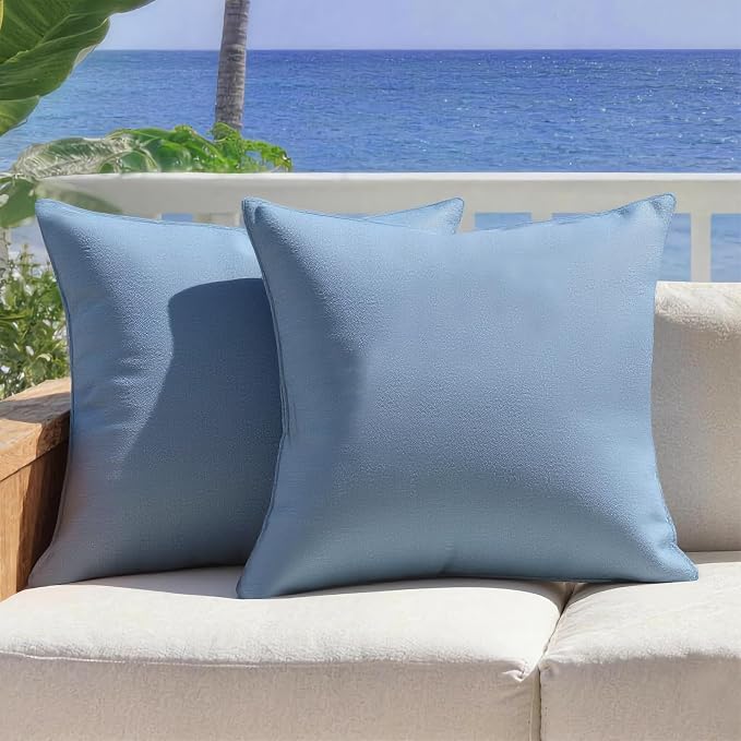 Outdoor Pillow Covers Waterproof Cushion Covers Patio Pillows Case 2 Pack | 18x18inch, Solid, Seamless, Hidden Zipper,Pecet for Porch Decoration,Patio Furniture,Outdoor Couch, Balcony,Garden Bench