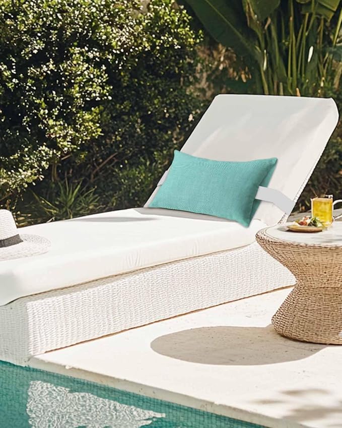 Pack of 4 Outdoor Lumbar Pillow Covers 12x20 Inch, Turquoise Burlap Texture Waterproof Throw Pillow Covers Set, Farmhouse Vintage Aqua Indoor&Outdoor Decorative Cushion Cases for Patio Porch Beach