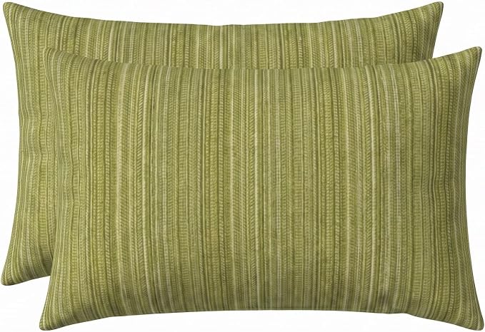 RSH DECOR: Sunbrella Lumbar Throw Pillows Set of 2 | 20" x 12" | Water and Fade-Resistant Performance Fabric | Outdoor Pillow Covers with Down-Alternative Inserts | Made in USA (Jinga Parakeet)
