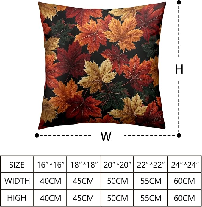 Autumn Maple Leaf Throw Pillow Covers Fall Leaves Pillow Covers 20x20 Set of 2 Thanksgiving Pillow Cases Harvest Farmhouse Cushion Cases for Home Farmhouse Patio Porch Garden