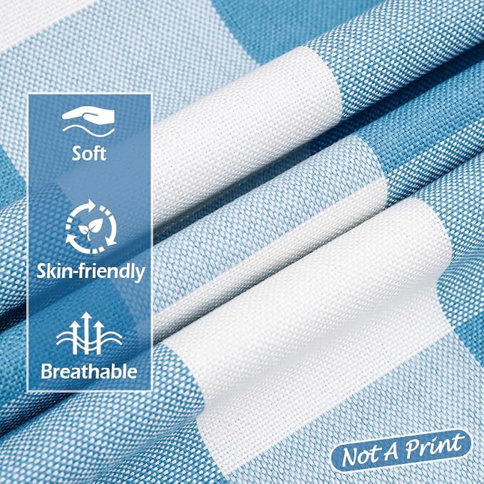 CARRIE HOME Light Blue and White Buffalo Check Plaid Lumbar Pillow Covers 12x20 Set of 2, Light Blue Checkered Summer Outdoor Lumbar Pillows, Lake Blue Couch Pillows Also for Patio Furniture
