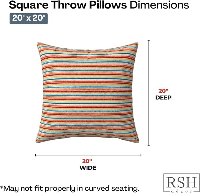 RSH DECOR: Square Throw Pillows Set of 4 | 20" x 20" | Water and Fade-Resistant Performance Fabric | Outdoor Pillow Covers with Down-Alternative Inserts | Made in USA (Espy Fresh)