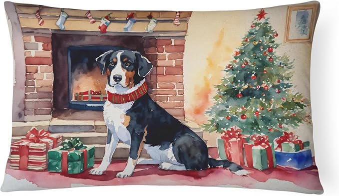 Caroline's Treasures DAC2597PW1216 Appenzeller Sennenhund Cozy Christmas Throw Pillow Machine Washable, Indoor Outdoor Decorative Pillow for Couch, Bed or Patio, 12HX16W