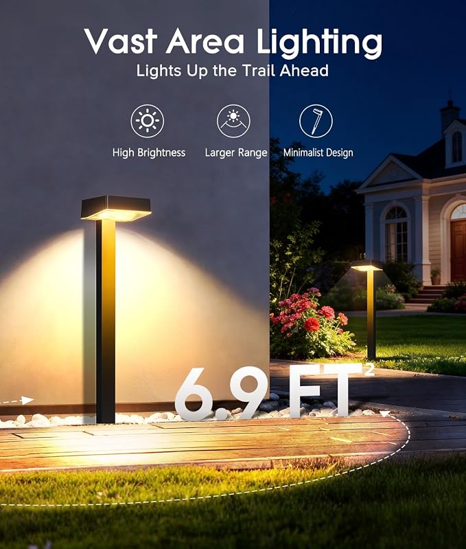 ELECLINK Solar Pathway Lights Outdoor, 6 Pack Garden Lights Solar Powered Path Lights with Larger LED Lens, 2 Light Modes Waterproof Outdoor Solar Light for Yard Driveway Walkway Landscape, Warm White