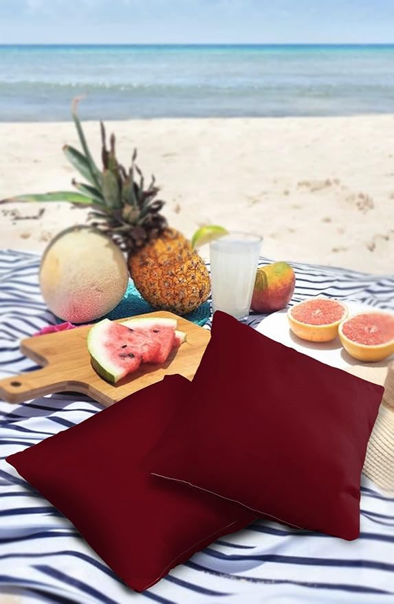 Outdoor Pillow Covers Waterproof, Solid Red Wine All Weather Cushion Case Set of 2, Pure Color Decorative Pillowcases for Sofa Couch Bed Decor Patio Furniture 16"x16"