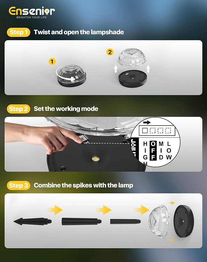 Ensenior 10-Pack Solar Lights Outdoor, Auto ON/Off 3000K LED Solar Garden Lights for Pathway, Yard, Patio, Walkway, Flower Bed, Halloween Christmas Landscape Lighting, IP65 Waterproof, Flag Lights