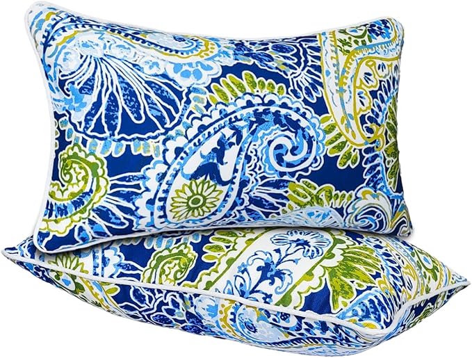 JMGBird Green Outdoor Pillows Waterproof Outdoor Lumbar Pillows | 12x20 Outdoor Pillow Cover with insert Couch Throw Pillows Outside Pillows Outdoor patio pillows for Furniture