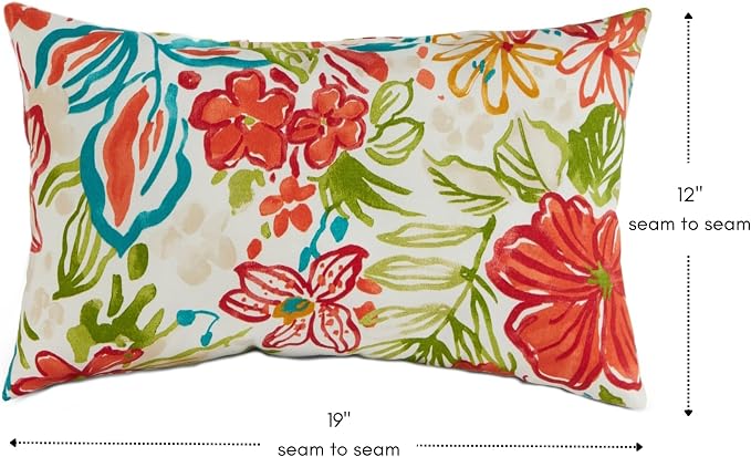 Greendale Home Fashions 2-Pack Outdoor 19x12 inch Rectangle Decorative Throw Pillow, Garden Floral