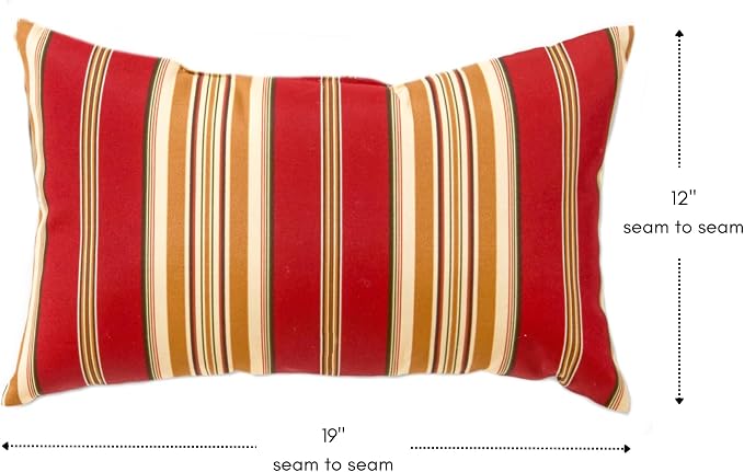 Greendale Home Fashions 2-Pack Outdoor 19x12 inch Rectangle Decorative Throw Pillow, Tuscan Stripe