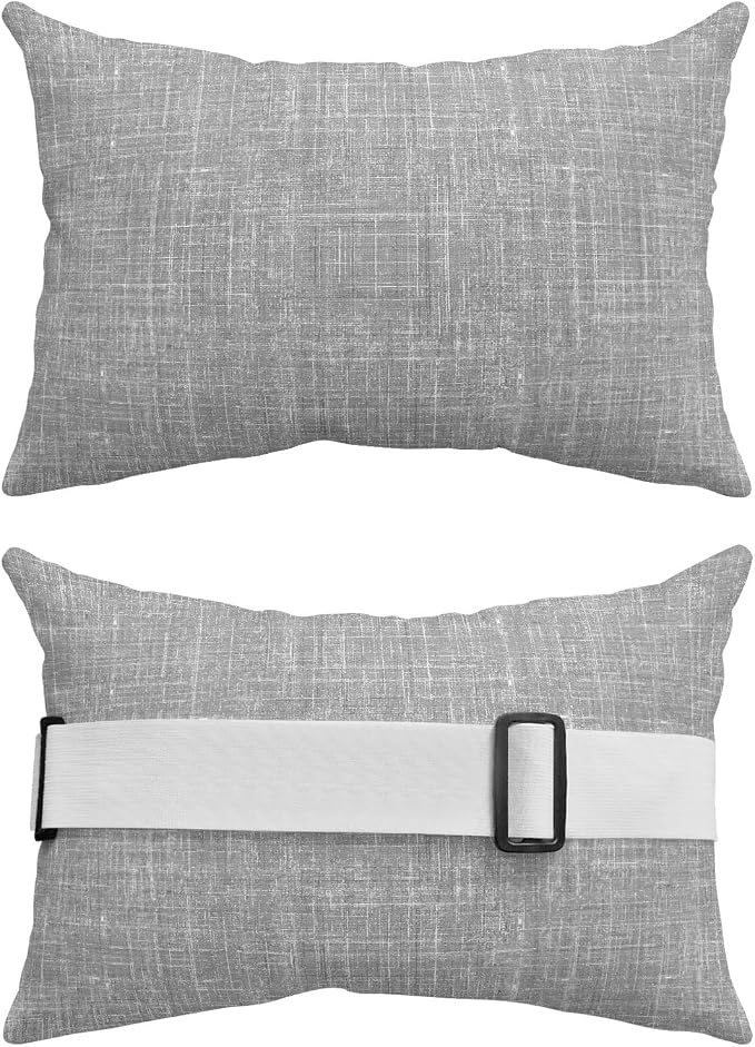 Outdoor Lumbar Pillow Set of 1, Grey Waterproof Beach Headrest Pillow with Inserts, Farmhouse Vintage Gray Solid Color Modern Recliner Throw Pillows for Patio Furniture, 11 x 16