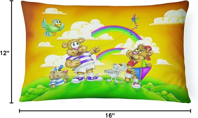 Caroline's Treasures APH0374PW1216 Bears Flying a Kite Canvas Fabric Decorative Pillow Machine Washable, Indoor Outdoor Decorative Pillow for Couch, Bed or Patio, 12HX16W