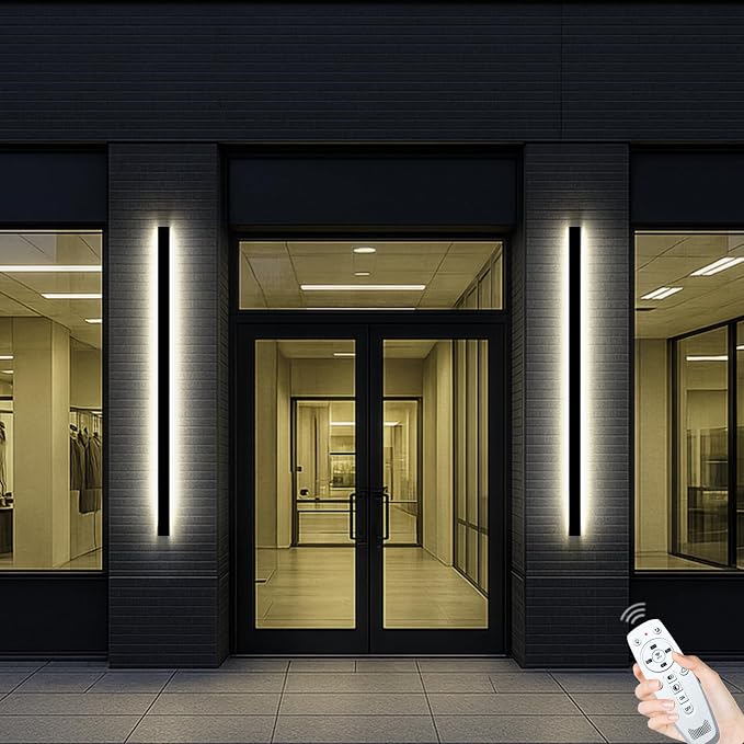 Long Outdoor Wall Lights, 79 in Outdoor Wall Sconce with Remote Control, Waterproof Exterior Linear Wall Light Fixture for House Garage 2700-6500K Dimmable