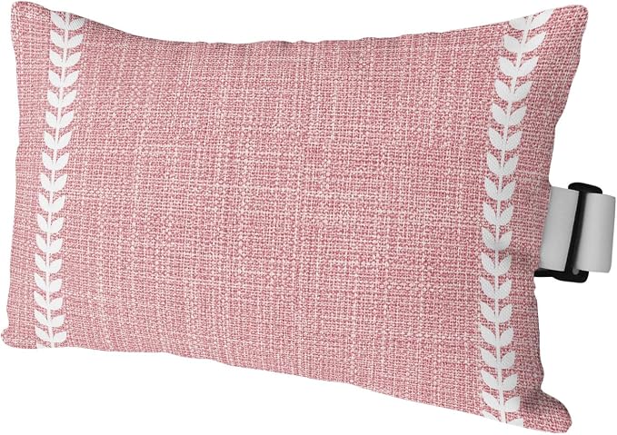 Pink Linen Outdoor Lumbar Pillow 11x16 Inch, Modern Rustic Simple Stripes Botanical Waterproof Throw Pillow Covers with Insert, Decorative Chair Cushions for Patio Garden Recliner