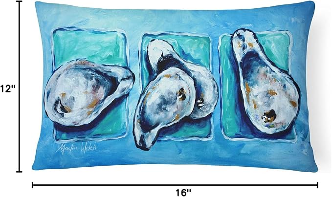 Caroline's Treasures MW1110PW1216 Oysters Oyster + Oyster = Oysters Canvas Fabric Decorative Pillow Machine Washable, Indoor Outdoor Decorative Pillow for Couch, Bed or Patio, 12HX16W