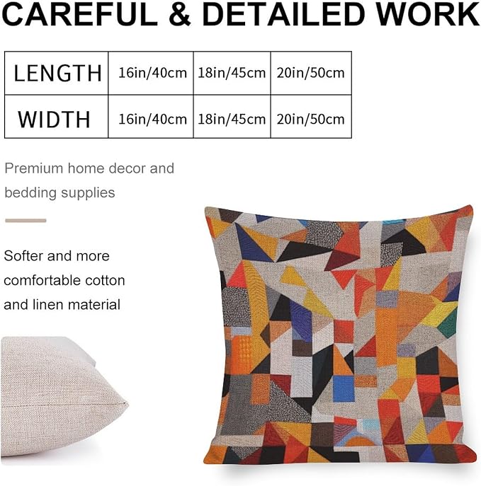 Pillowcases Colorful Fun Aesthetic Mid Century Modern Gomestry Printed Pillow Cover Mid Century Modern Sofa Pillows 20"x20" Home Decor Throw Pillows Cover Outdoor Pillows for Patio Furniture