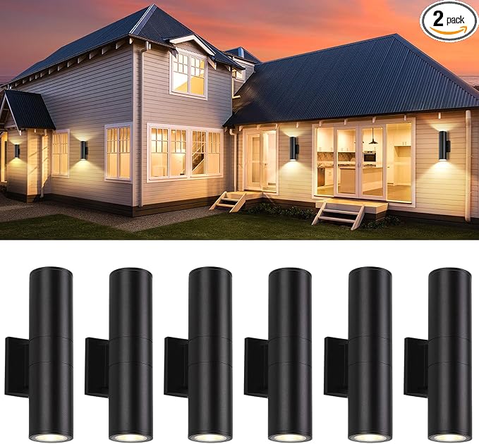 6Pack 14inch LED Square Up & Down Wall Lights,14W Outdoor Wall Light 4000K Day White Aluminum Body Waterproof IP65 LED Exterior Light Fixtures Wall Mount for House Patio Garage Garden.