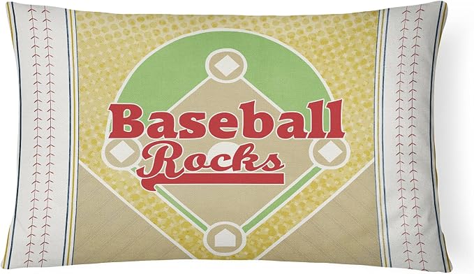 Caroline's Treasures SB3077PW1216 Baseball Rules Canvas Fabric Decorative Pillow Machine Washable, Indoor Outdoor Decorative Pillow for Couch, Bed or Patio, 12HX16W