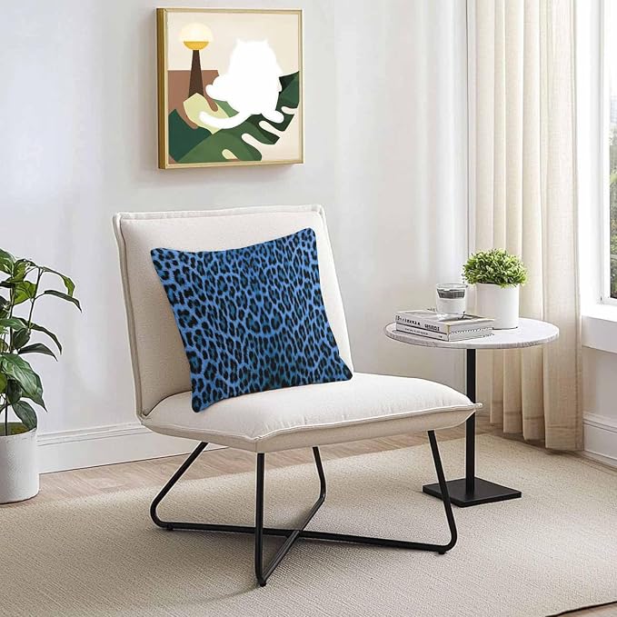 Vandarllin Outdoor Throw Pillows Covers 26x26 inch Set of 2 Waterproof Blue Leopard Print Decorative Zippered Cushion Covers for Patio Furniture, Retro Animal Fur Pattern Lumbar Pillowcases
