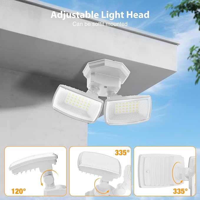 Onforu 3200LM Flood Lights Outdoor, 32W 6500K LED Security Light Switch Controlled, IP66 Waterproof Outdoor Lights, Wall Mount Exterior Flood Light with 2 Adjustable Heads Floodlights Outside