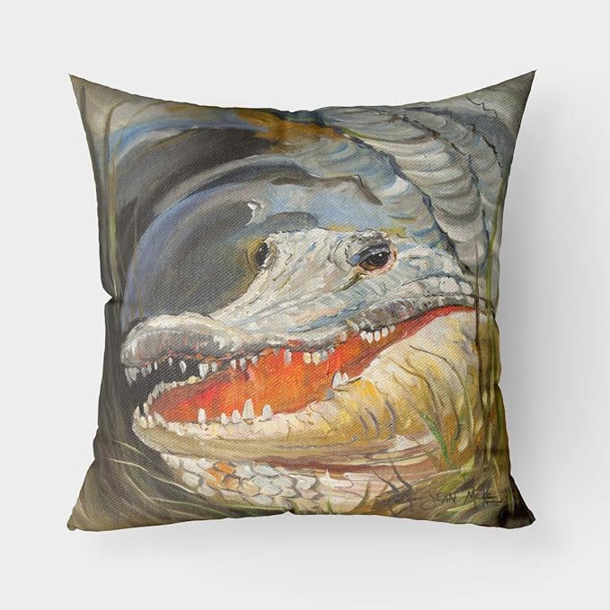 Caroline's Treasures JMK1208PW1818 Alligator Fabric Decorative Pillow Machine Washable, Indoor Outdoor Decorative Pillow for Couch, Bed or Patio, 18Hx18W