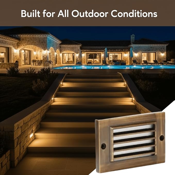 Ironsmith Brass Low Voltage Step Lights – Outdoor Landscape LED Deck & Wall Lighting – Louvered or Puck Style Options (Ironsmith StepLite™ Core)